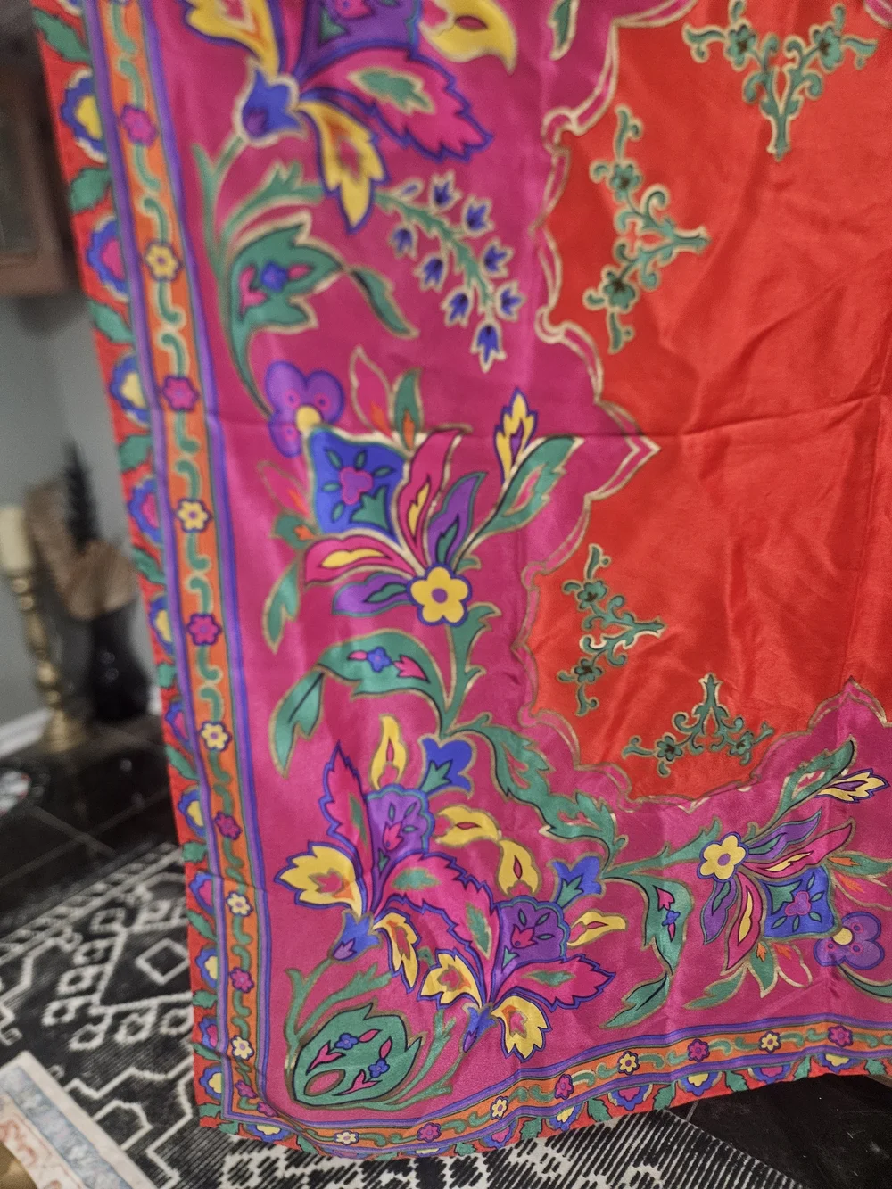 Vintage Liz Claiborne 100% Silk Floral Square Scarf Pink Red Multicolor